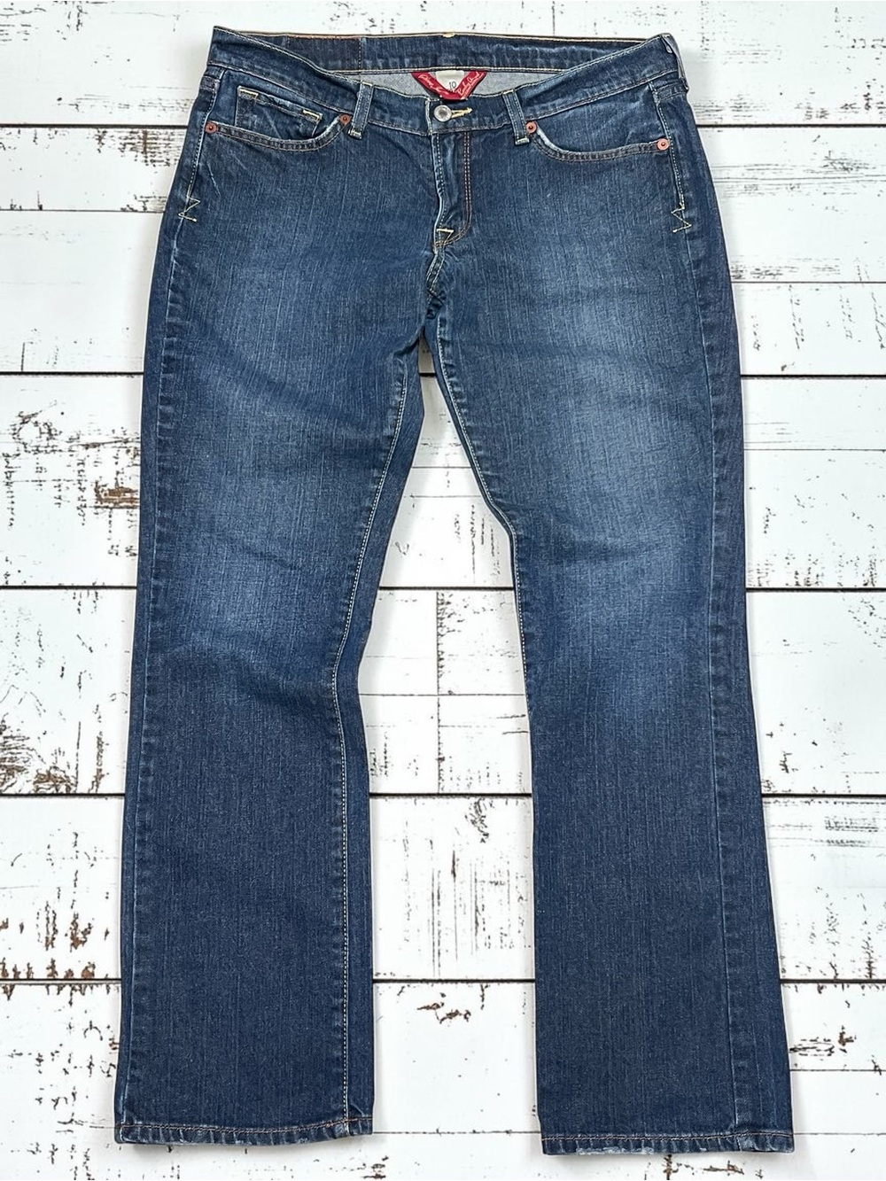 Vtg Lucky Brand ZOE Jeans Straight Leg Hipster Blue 10/30 Stretch Distressed